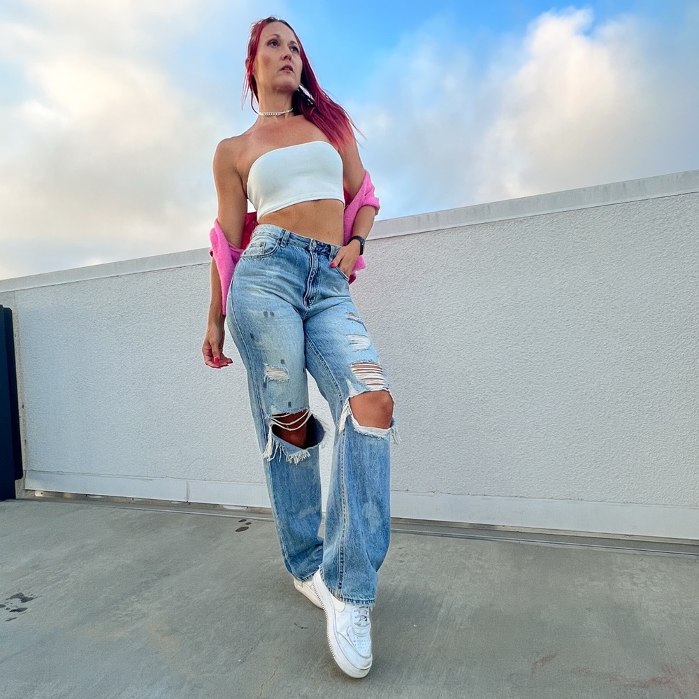 PACSUN Distressed Light Blue 90s Boyfriend Jeans